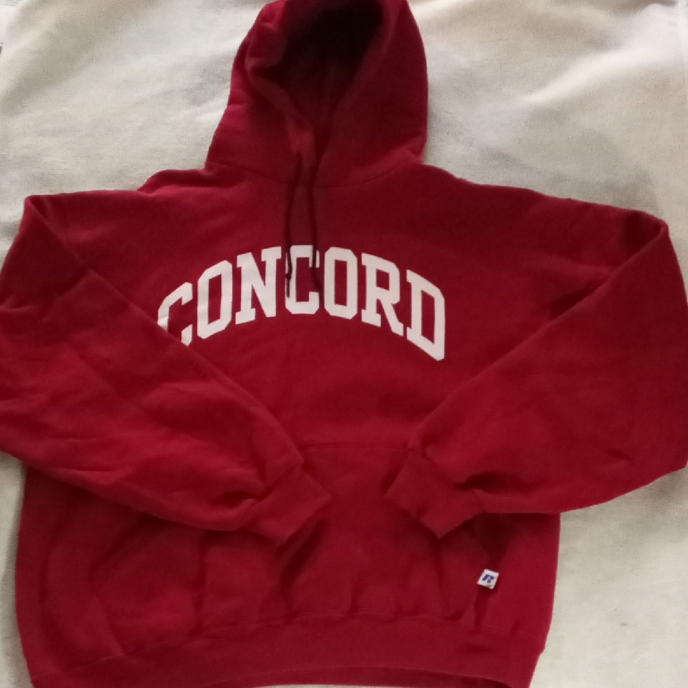 Russell Athletic MAROON AND WHITE CONCORD Hoodie Size Large EUC